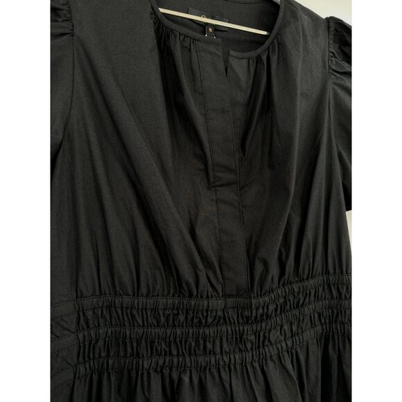 Quince Black Organic Cotton Tiered Maxi Dress sz S Women's Pockets Poplin Fabric - Picture 3 of 7